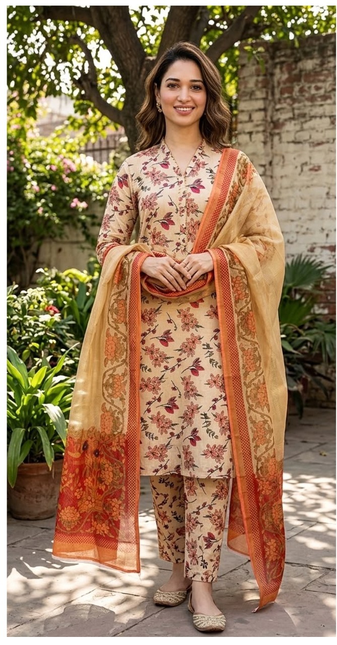 KGS Gul Bahar Lawn 3-Piece Suit - Borsha Digital Print - Chocolate