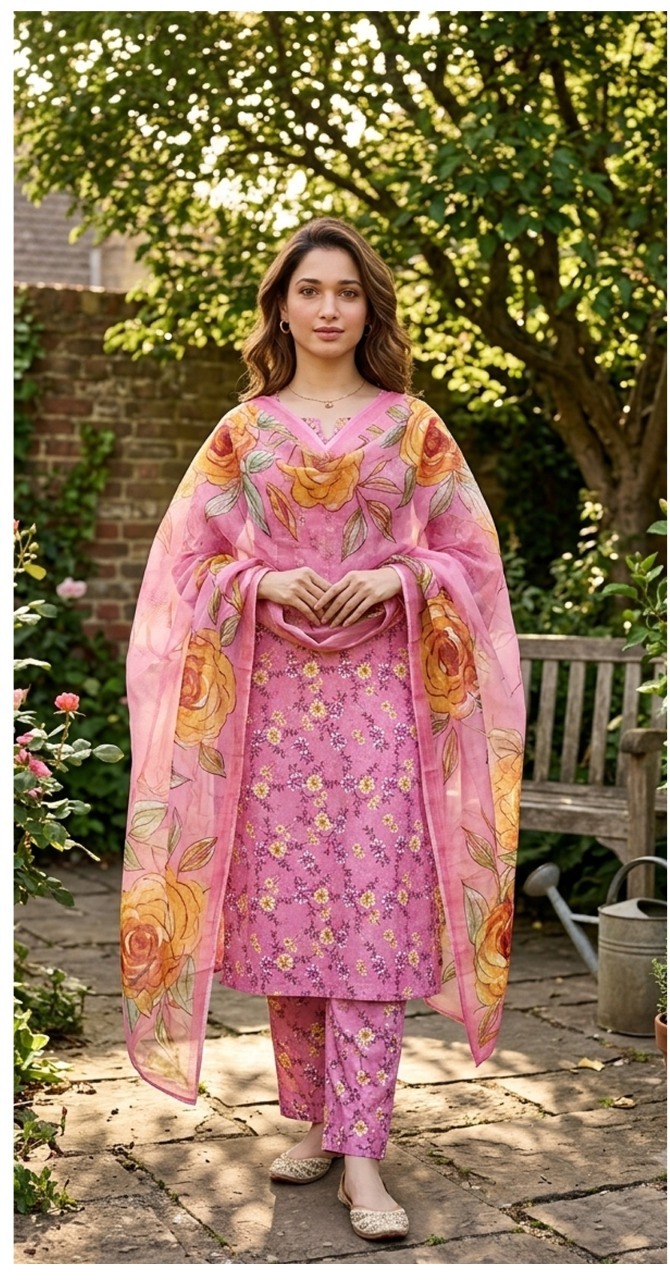 KGS Gul Bahar Lawn 3-Piece Suit - Borsha Digital Print - LightPink
